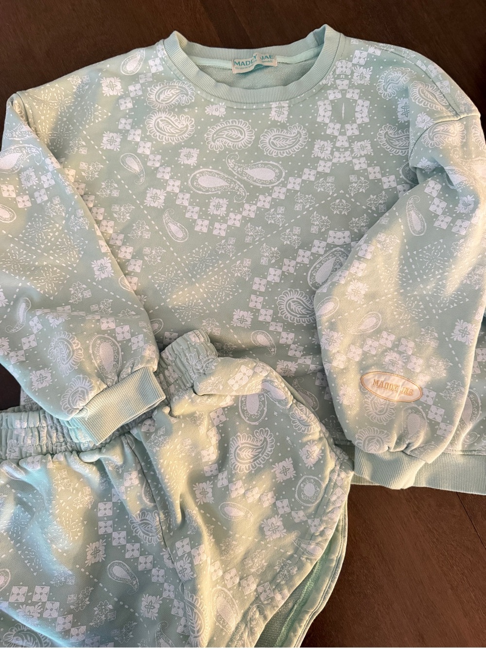 Maddy Jae Aloe Bandana Print 2 Piece Sweatshirt & Shorts Set | S
